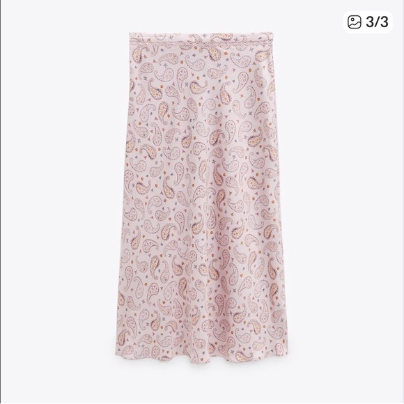 Zara Light Pink Paisley Midi Skirt - Picture 2 of 2